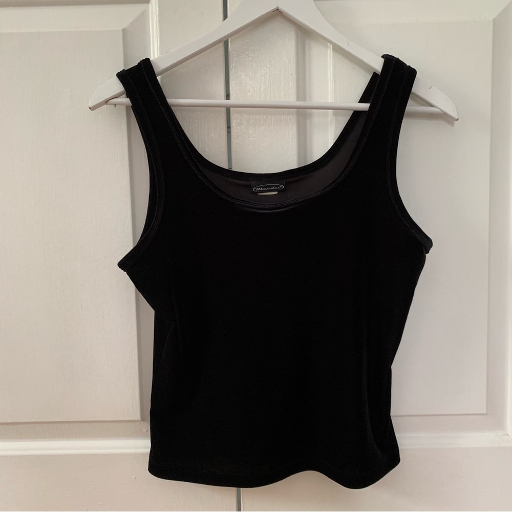 VTG black velvet tank - Mandee brand - Medium Large